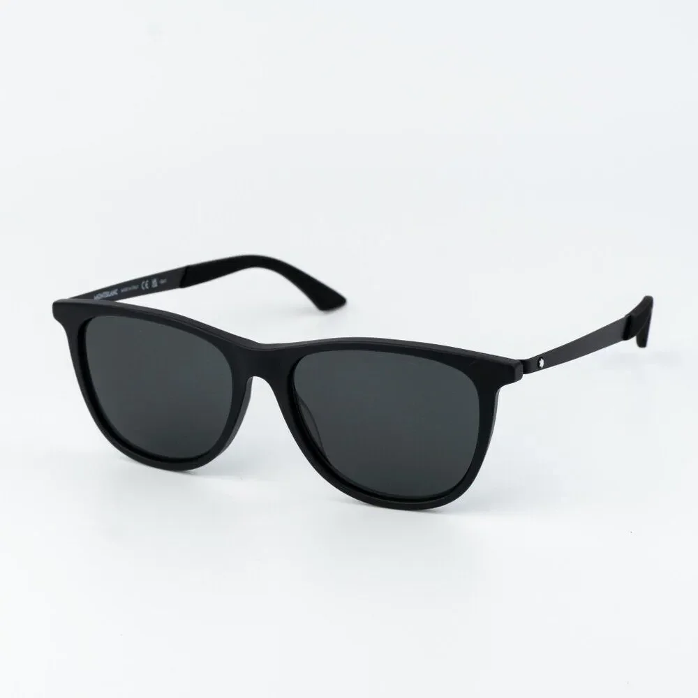 Montblanc Men Sunglasses Matte Black Smoke Grey Square MB0330S 001 NEW AUTHENTIC